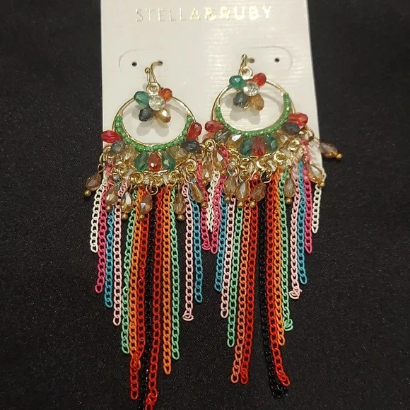 STELLA & RUBY CHANDELIER CHAIN EARRINGS - Picture 1 of 8
